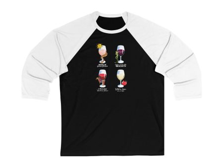 Disney Princess Wine Glasses - Unisex 3\4 Sleeve Baseball Tee Online now