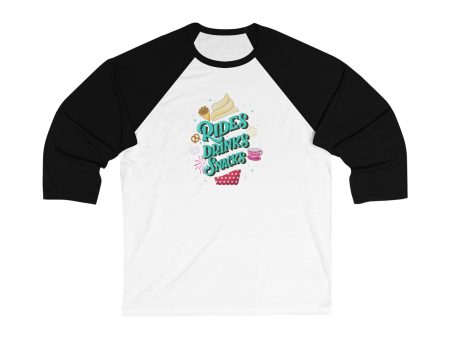 Rides, Drinks, Snacks - Unisex 3\4 Sleeve Baseball Tee For Discount