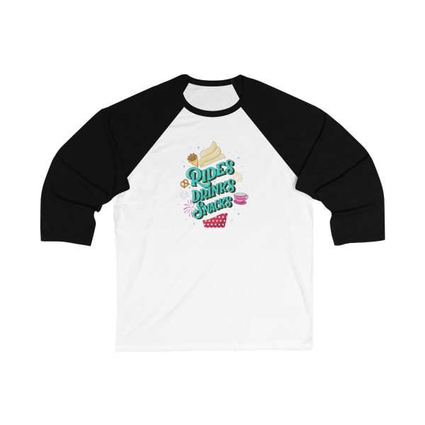 Rides, Drinks, Snacks - Unisex 3\4 Sleeve Baseball Tee For Discount