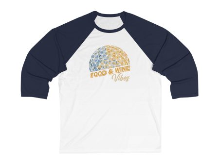 Food & Wine Vibes EPCOT Blue - Unisex 3\4 Sleeve Baseball Tee Sale