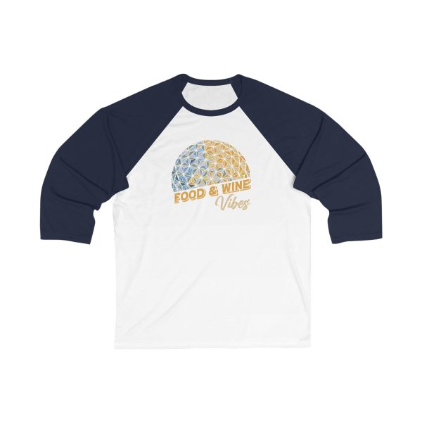 Food & Wine Vibes EPCOT Blue - Unisex 3\4 Sleeve Baseball Tee Sale