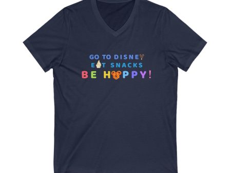 Go To Disney, Eat Snacks, Be Happy - Short Sleeve V-Neck Tee Cheap