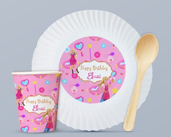 Barbie Theme Party Cups and Plates Combo For Discount