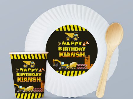 Construction Theme Party Cups and Plates Combo Sale