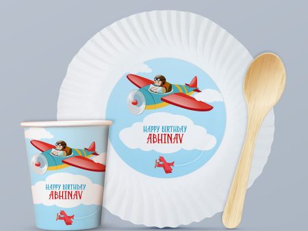 Aeroplane theme Party Cups and Plates Combo on Sale