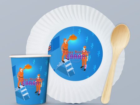 Electrician Theme Party Cups and Plates Combo on Sale