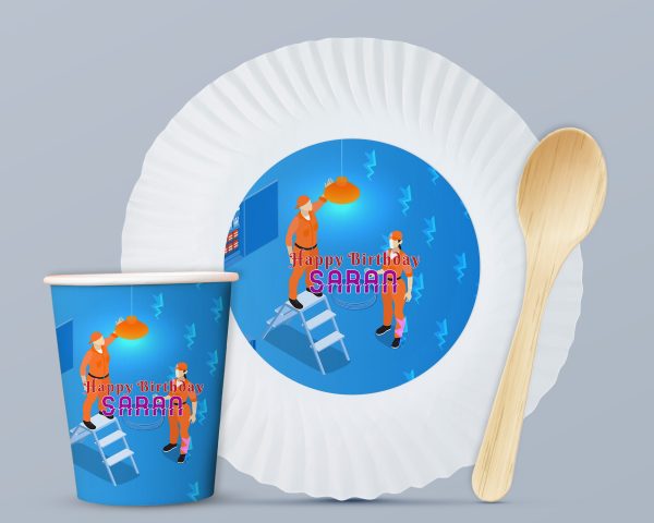 Electrician Theme Party Cups and Plates Combo on Sale