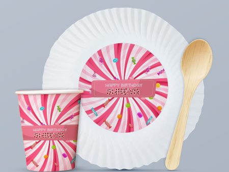 Candy Theme Party Cups and Plates Combo For Discount