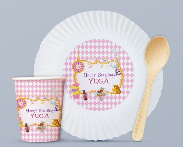 Alice in Wonderland Theme Party Cups and Plates Combo Sale