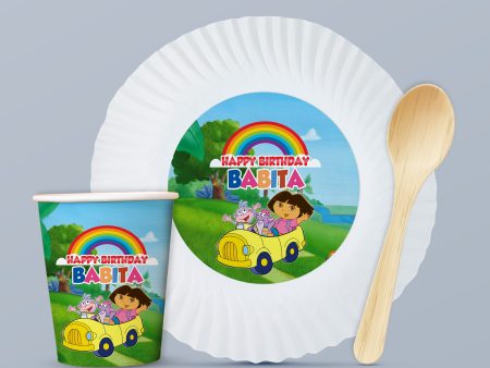 Dora the Explorer Theme Party Cups and Plates Combo Discount