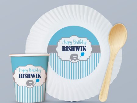 Blue Elephant Theme Party Cups and Plates Combo Online Hot Sale