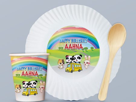 Baby Bus Theme Party Cups and Plates Combo For Discount